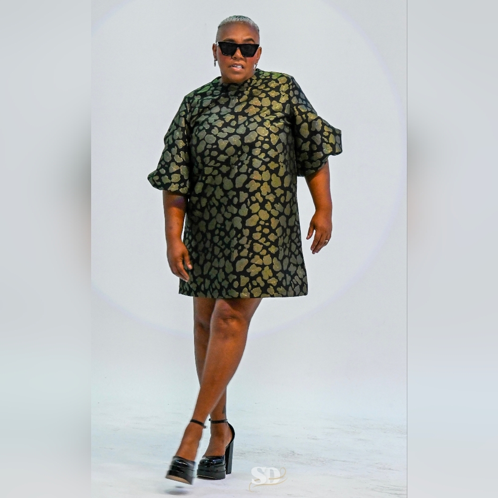 Elegant Black and Olive Green Women's Dress
